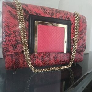 Jimmy Choo Snakeskin Shoulder Bag – Pink & Black EUC
